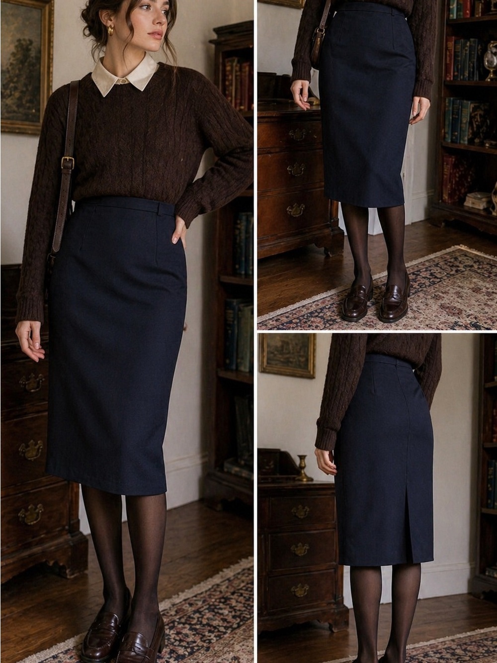 Pendleton Virgin Wool Navy Pencil Skirt - Classic Straight Fit